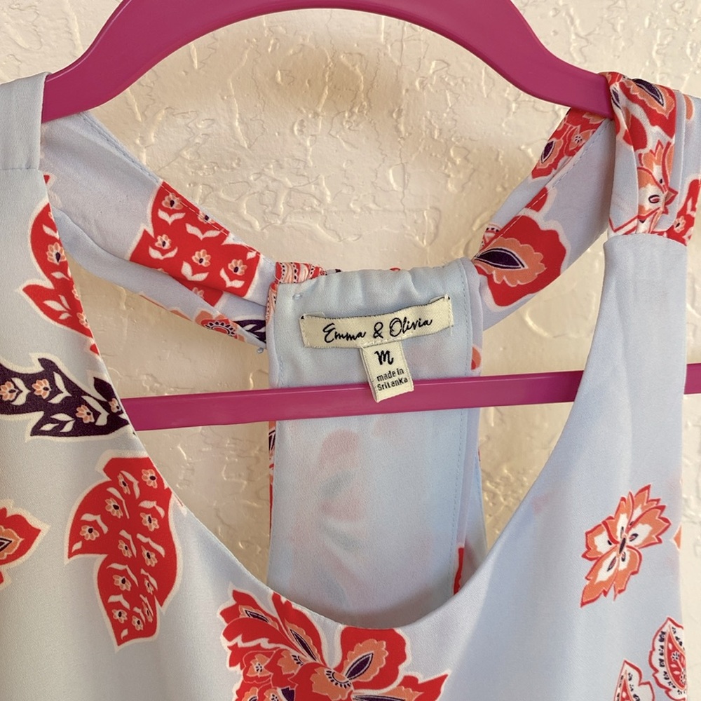 Emma & Olivia Floral Paisley Chiffon Sleeveless Top - Picture 2 of 6